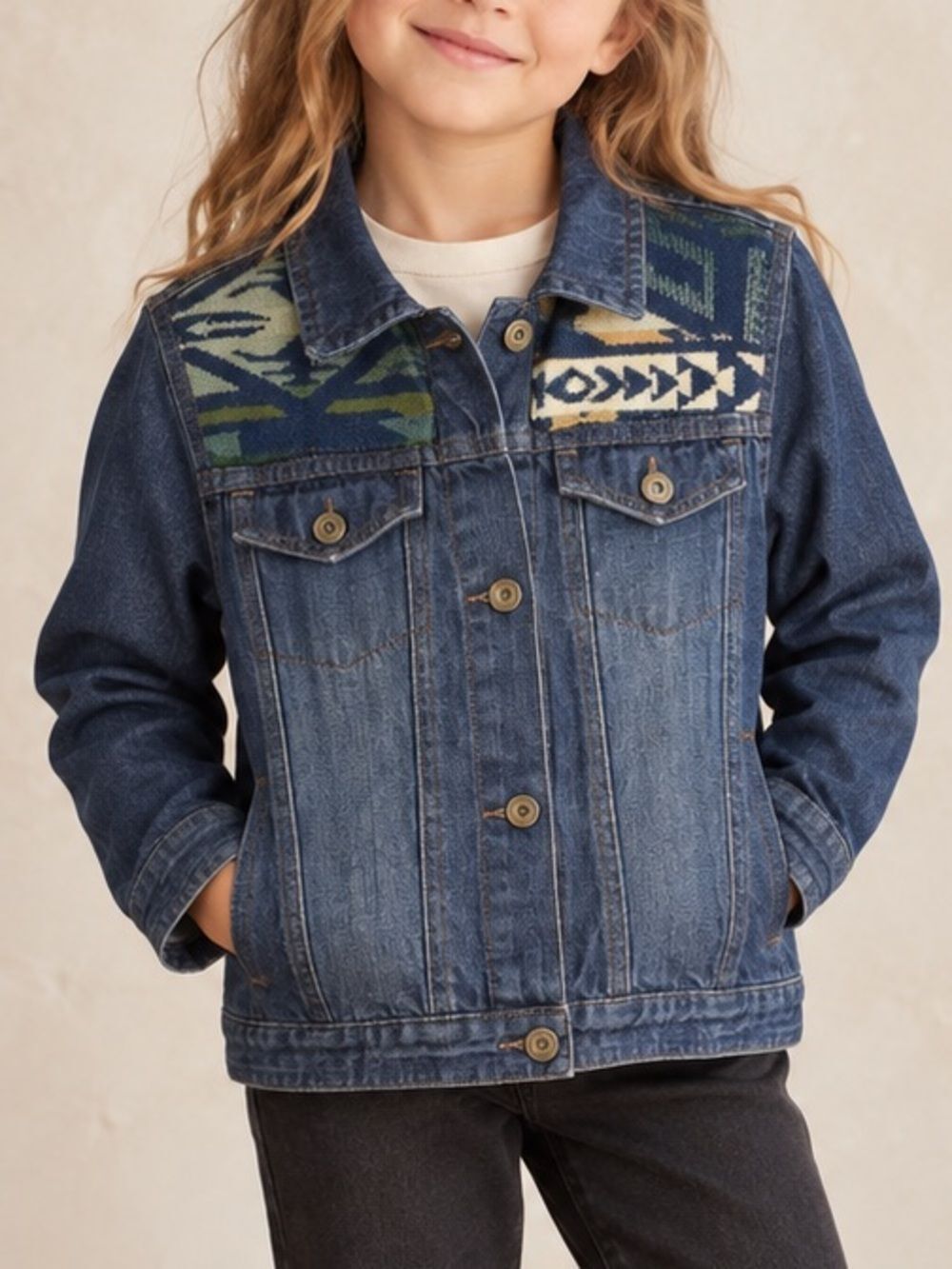 Cyndy Love Aspen Native American Pendleton Wool Denim Jacket Kid's Sz. 6